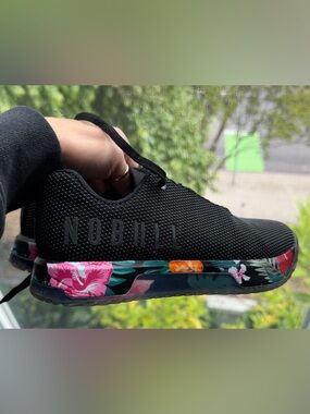 NOBULL Women's Black Trainer with Colorful Floral Midsole